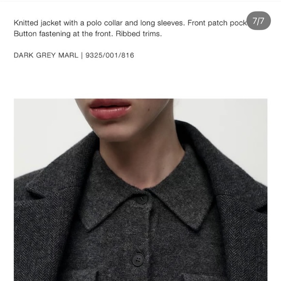 Zara NWT plain knit polo collar jacket 9325/001 - Picture 5 of 10